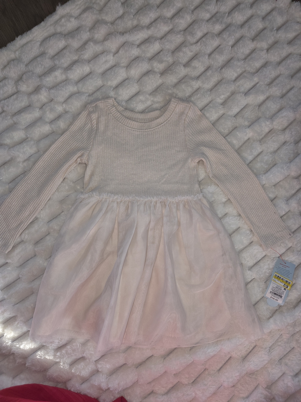 Cat & Jack Cream Long-Sleeve Tulle Skirt Dress